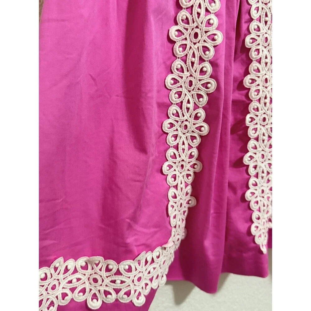 Lilly Pulitzer Betsy Pink Cotton Dress Lace Trip Strapless 6